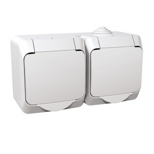 Surface mounted double socket  - White